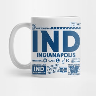 Vintage Indianapolis IND Airport Code Travel Day Retro Travel Tag Mug